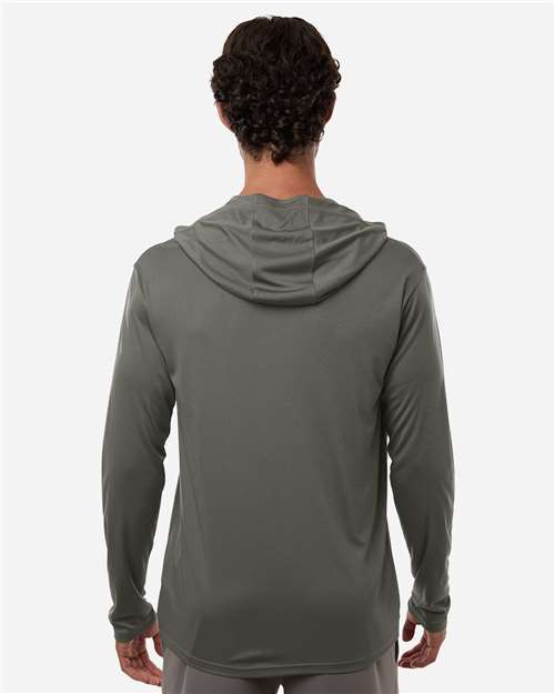 AllPro 48510 Unisex Pro-Lock Performance Hooded Long Sleeve T-Shirt - Charcoal - model back