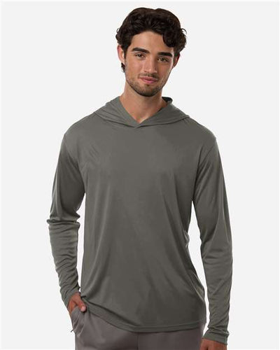 AllPro 48510 Unisex Pro-Lock Performance Hooded Long Sleeve T-Shirt - Charcoal - model front