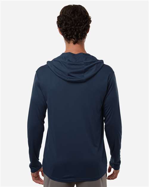 AllPro 48510 Unisex Pro-Lock Performance Hooded Long Sleeve T-Shirt - Navy - model back