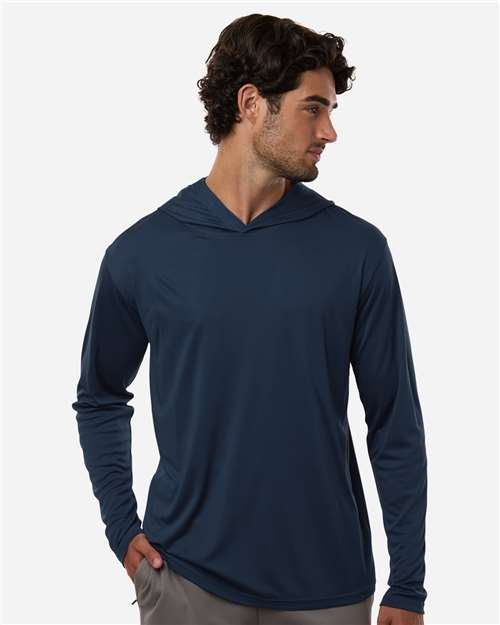 AllPro 48510 Unisex Pro-Lock Performance Hooded Long Sleeve T-Shirt - Navy - model front