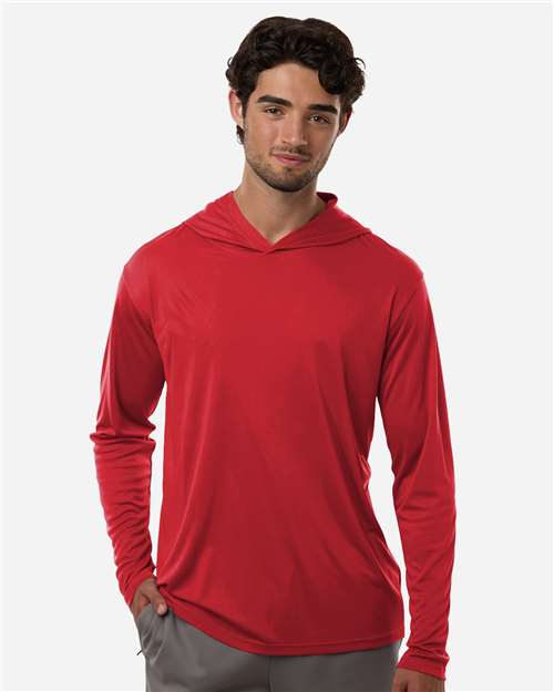 AllPro 48510 Unisex Pro-Lock Performance Hooded Long Sleeve T-Shirt - Red - model front