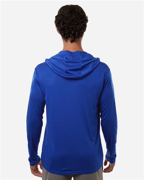 AllPro 48510 Unisex Pro-Lock Performance Hooded Long Sleeve T-Shirt - Royal - model back