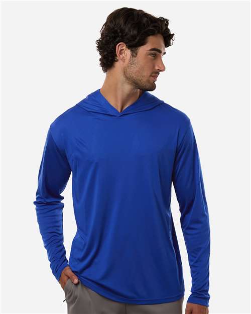 AllPro 48510 Unisex Pro-Lock Performance Hooded Long Sleeve T-Shirt - Royal - model front
