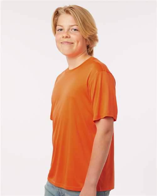 AllPro 48000Y Youth Pro-Lock Performance T-Shirt - Deep Orange - model side