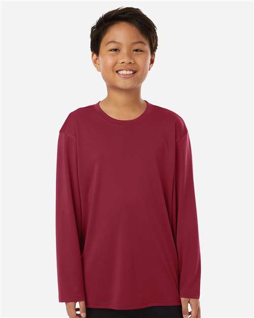 AllPro 48400Y Youth Pro-Lock Performance Long Sleeve T-Shirt - Cardinal - model front
