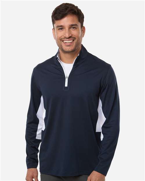 Puma Golf 628858 Men's Pure 2.0 Quarter-Zip - Deep Navy/ White Glow - model front
