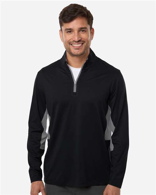 Puma Golf 628858 Men's Pure 2.0 Quarter-Zip - Puma Black/ Slate Sky - model front