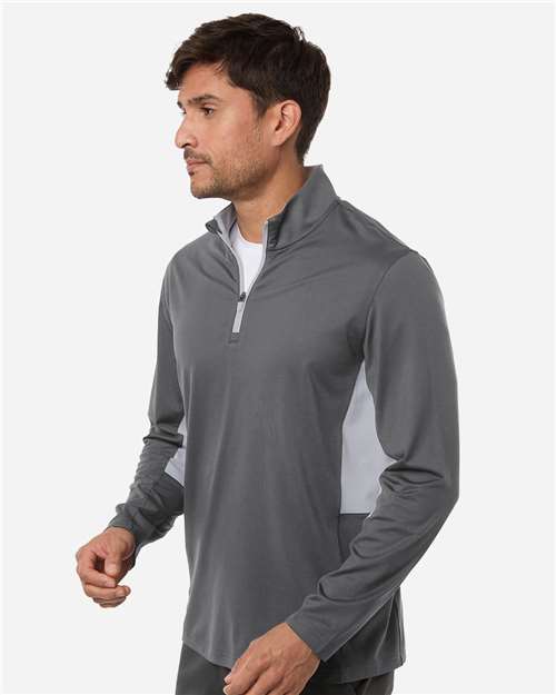 Puma Golf 628858 Men's Pure 2.0 Quarter-Zip - Slate Sky/ Ash Grey - model side
