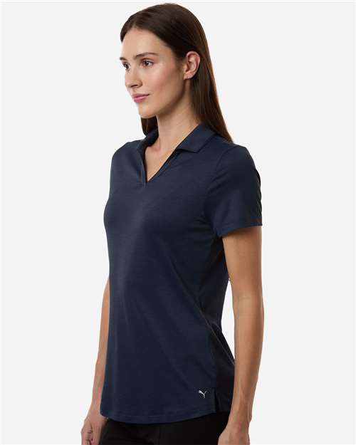 Puma Golf 631051 Womens Icon Heather Polo - Deep Navy Heather - model side