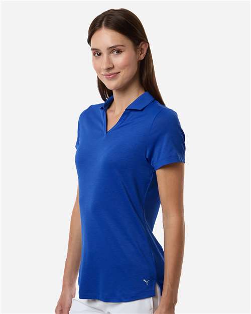 Puma Golf 631051 Womens Icon Heather Polo - Festive Blue Heather - model side