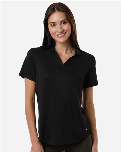 Puma Golf 631051 Womens Icon Heather Polo - Puma Black Heather - model front