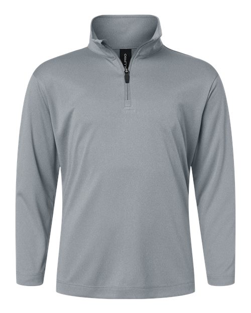 AllPro 41870Y Youth Pro-Lock Performance Quarter-Zip Pullover - Heather Steel - front