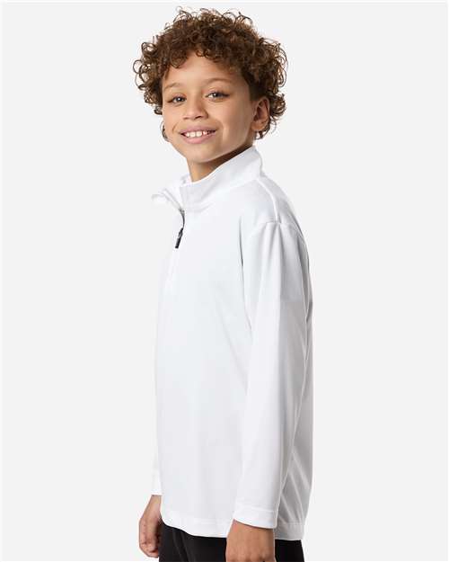 AllPro 41870Y Youth Pro-Lock Performance Quarter-Zip Pullover - White - model side