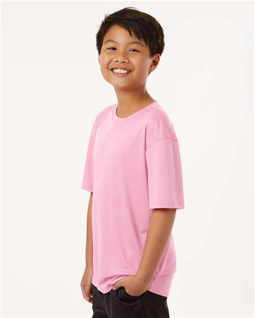 AllPro 48000Y Youth Pro-Lock Performance T-Shirt - Light Pink - model side