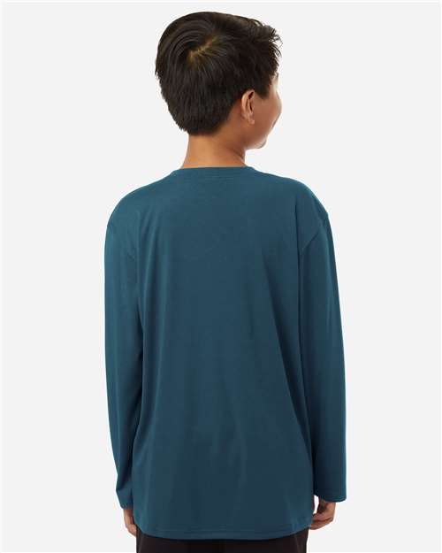 AllPro 48400Y Youth Pro-Lock Performance Long Sleeve T-Shirt - Atlantic Blue - model back