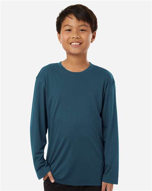 AllPro 48400Y Youth Pro-Lock Performance Long Sleeve T-Shirt - Atlantic Blue - model front