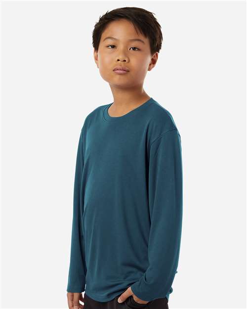 AllPro 48400Y Youth Pro-Lock Performance Long Sleeve T-Shirt - Atlantic Blue - model side