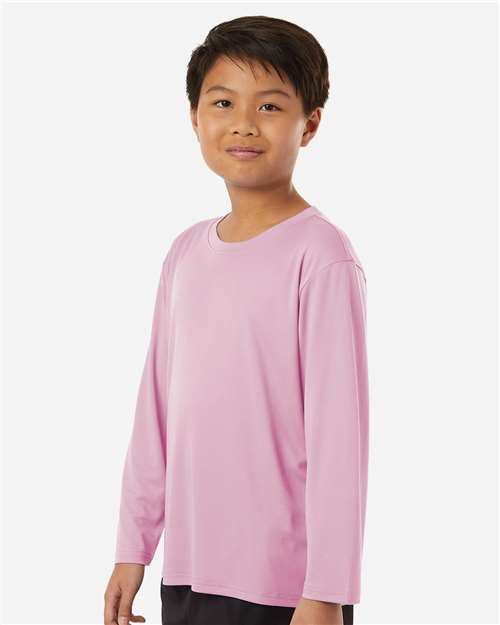 AllPro 48400Y Youth Pro-Lock Performance Long Sleeve T-Shirt - Light Pink - model side