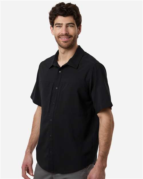 Core 365 CE520 Men's UltraUVP Shoreline Short Sleeve Staff Shirt - Black - model side