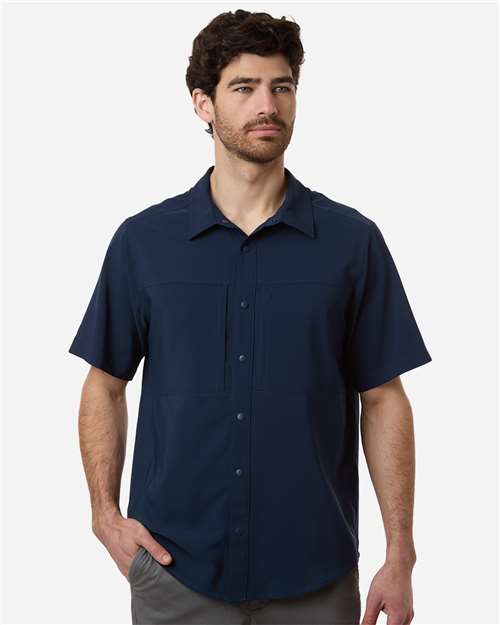 Core 365 CE520 Men's UltraUVP Shoreline Short Sleeve Staff Shirt - Classic Navy - model front