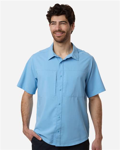 Core 365 CE520 Men's UltraUVP Shoreline Short Sleeve Staff Shirt - Columbia Blue - model front