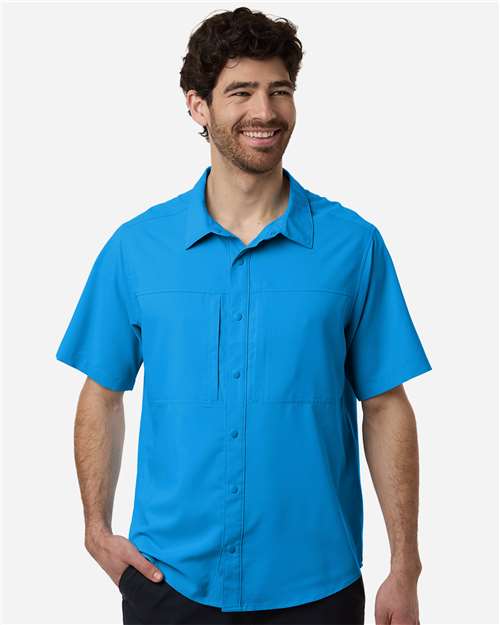 Core 365 CE520 Men's UltraUVP Shoreline Short Sleeve Staff Shirt - Electric Blue - model front