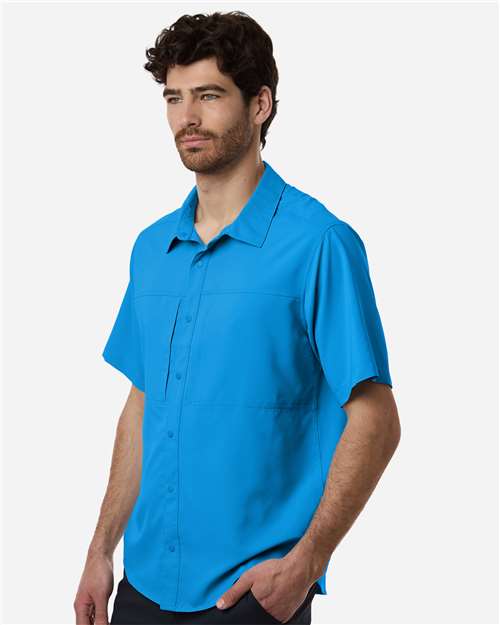 Core 365 CE520 Men's UltraUVP Shoreline Short Sleeve Staff Shirt - Electric Blue - model side