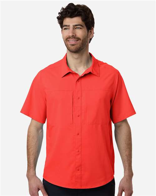 Core 365 CE520 Men's UltraUVP Shoreline Short Sleeve Staff Shirt - Marina Red - model front