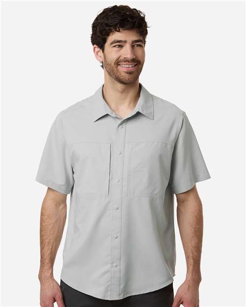Core 365 CE520 Men's UltraUVP Shoreline Short Sleeve Staff Shirt - Platinum - model front