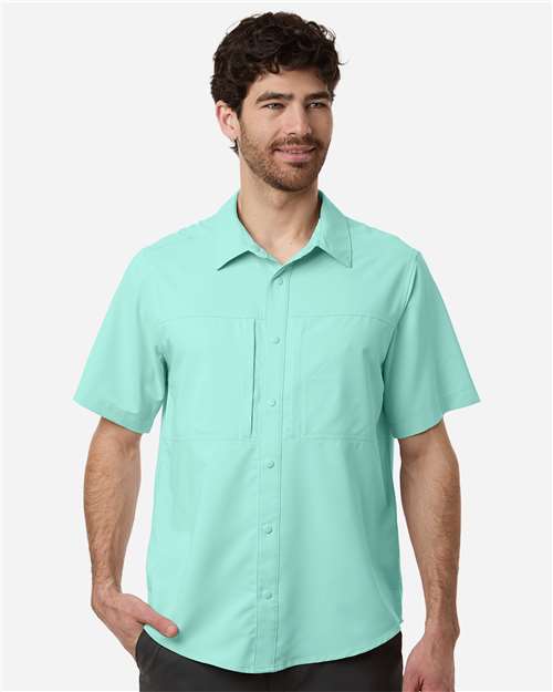Core 365 CE520 Men's UltraUVP Shoreline Short Sleeve Staff Shirt - Sea Glass - model front