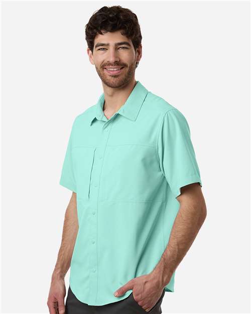 Core 365 CE520 Men's UltraUVP Shoreline Short Sleeve Staff Shirt - Sea Glass - model side