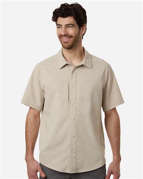 Core 365 CE520 Men's UltraUVP Shoreline Short Sleeve Staff Shirt - Stone - model front
