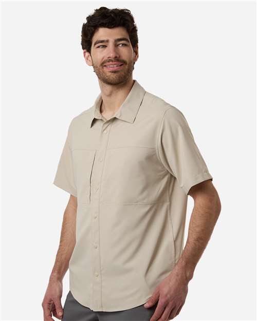 Core 365 CE520 Men's UltraUVP Shoreline Short Sleeve Staff Shirt - Stone - model side