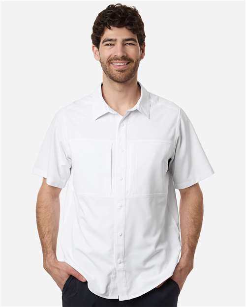 Core 365 CE520 Men's UltraUVP Shoreline Short Sleeve Staff Shirt - White - model front