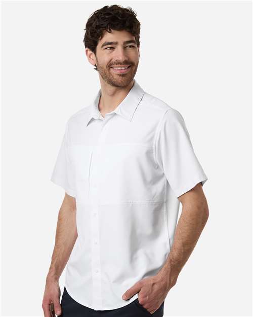Core 365 CE520 Men's UltraUVP Shoreline Short Sleeve Staff Shirt - White - model side
