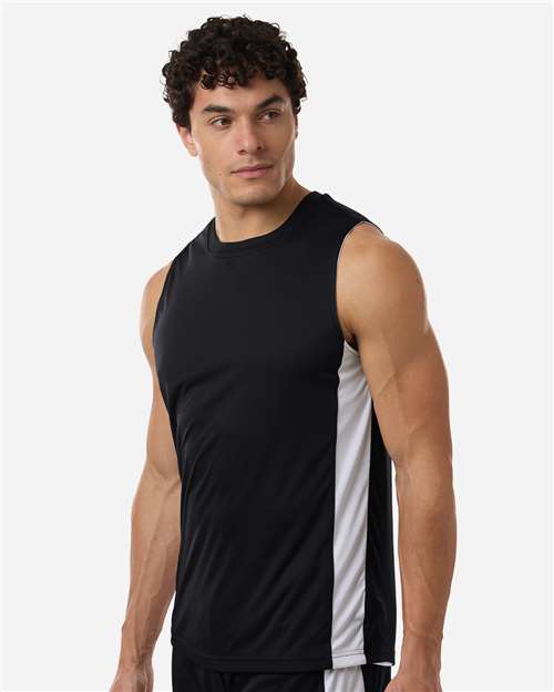 Team 365 TT115 Unisex Zone Performance Reversible Jersey - Black/ White - model side