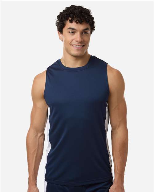 Team 365 TT115 Unisex Zone Performance Reversible Jersey - Sport Dark Navy/ White - model front