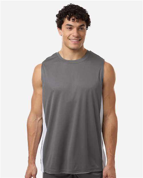 Team 365 TT115 Unisex Zone Performance Reversible Jersey - Sport Graphite/ White - model front