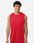 Team 365 TT115 Unisex Zone Performance Reversible Jersey - Sport Red/ White - model front