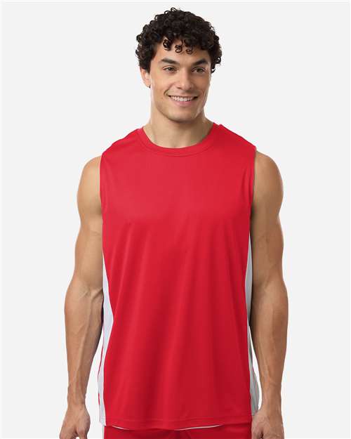 Team 365 TT115 Unisex Zone Performance Reversible Jersey - Sport Red/ White - model front