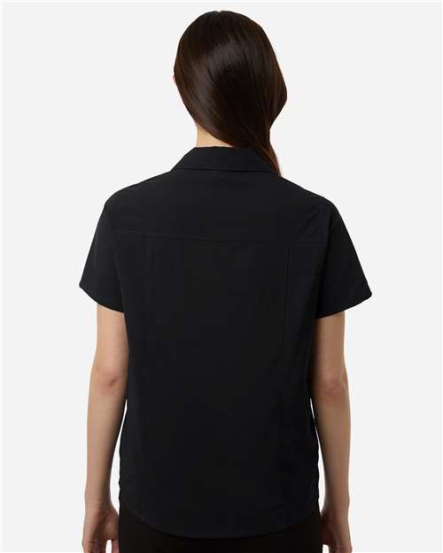 Core 365 CE520W Women's UltraUVP Shoreline Short Sleeve Staff Shirt - Black - model back