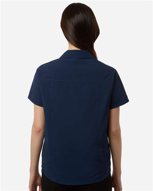Core 365 CE520W Women's UltraUVP Shoreline Short Sleeve Staff Shirt - Classic Navy - model back