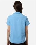 Core 365 CE520W Women's UltraUVP Shoreline Short Sleeve Staff Shirt - Columbia Blue - model back