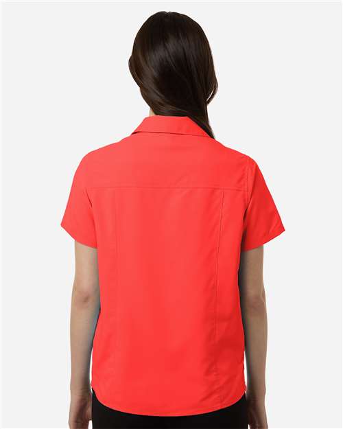 Core 365 CE520W Women's UltraUVP Shoreline Short Sleeve Staff Shirt - Marina Red - model back