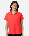 Core 365 CE520W Women's UltraUVP Shoreline Short Sleeve Staff Shirt - Marina Red - model front
