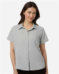 Core 365 CE520W Women's UltraUVP Shoreline Short Sleeve Staff Shirt - Platinum - model front