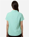 Core 365 CE520W Women's UltraUVP Shoreline Short Sleeve Staff Shirt - Sea Glass - model back