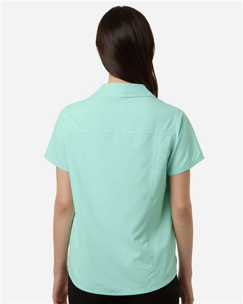 Core 365 CE520W Women's UltraUVP Shoreline Short Sleeve Staff Shirt - Sea Glass - model back