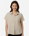 Core 365 CE520W Women's UltraUVP Shoreline Short Sleeve Staff Shirt - Stone - model front