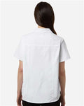 Core 365 CE520W Women's UltraUVP Shoreline Short Sleeve Staff Shirt - White - model back